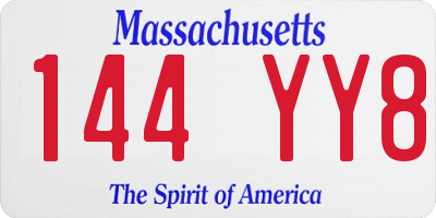 MA license plate 144YY8