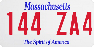 MA license plate 144ZA4