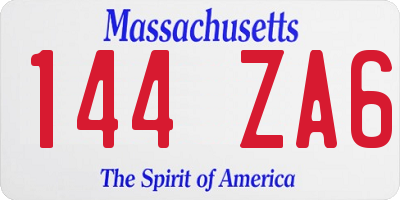 MA license plate 144ZA6