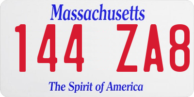 MA license plate 144ZA8