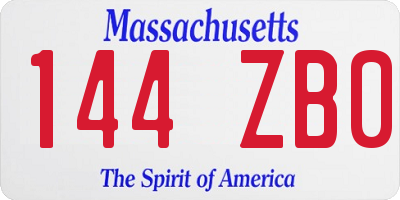 MA license plate 144ZB0