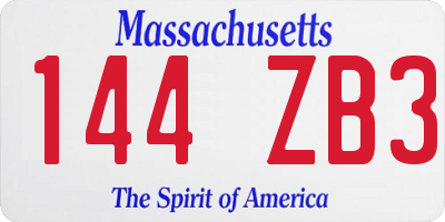 MA license plate 144ZB3