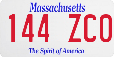 MA license plate 144ZC0