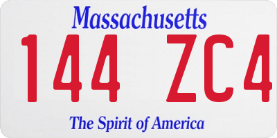 MA license plate 144ZC4
