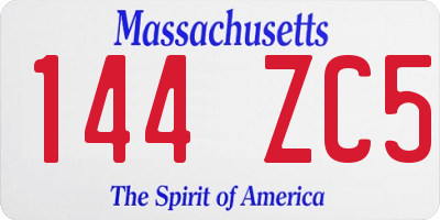 MA license plate 144ZC5