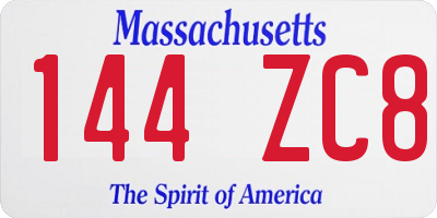 MA license plate 144ZC8