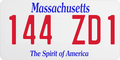 MA license plate 144ZD1