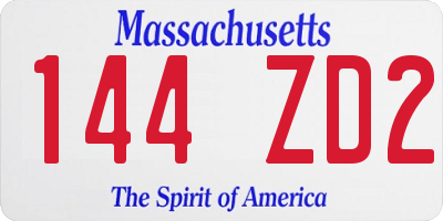 MA license plate 144ZD2
