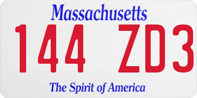 MA license plate 144ZD3