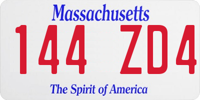 MA license plate 144ZD4