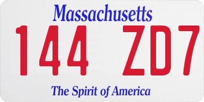MA license plate 144ZD7