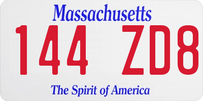 MA license plate 144ZD8