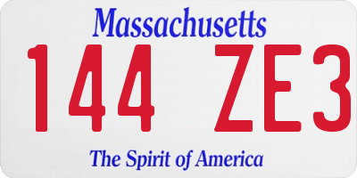 MA license plate 144ZE3