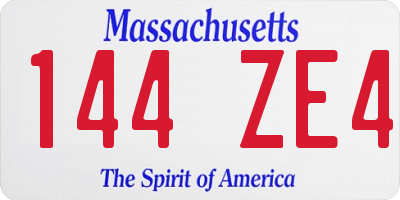 MA license plate 144ZE4