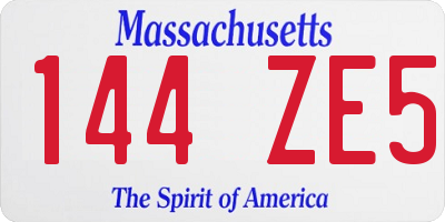 MA license plate 144ZE5