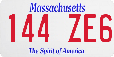 MA license plate 144ZE6