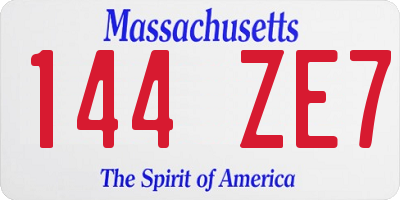 MA license plate 144ZE7