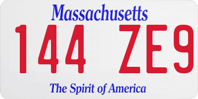 MA license plate 144ZE9