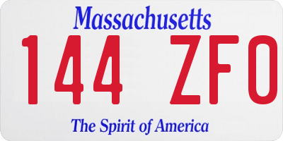 MA license plate 144ZF0