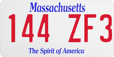 MA license plate 144ZF3