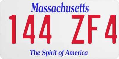 MA license plate 144ZF4
