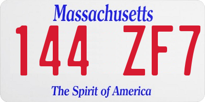 MA license plate 144ZF7