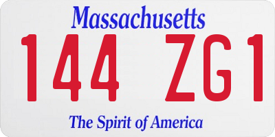 MA license plate 144ZG1