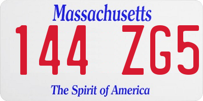 MA license plate 144ZG5
