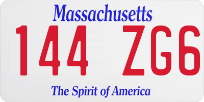 MA license plate 144ZG6