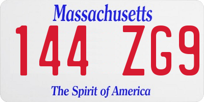 MA license plate 144ZG9