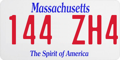 MA license plate 144ZH4