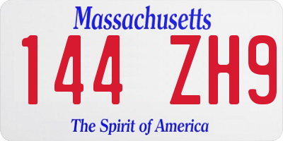 MA license plate 144ZH9