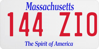 MA license plate 144ZI0