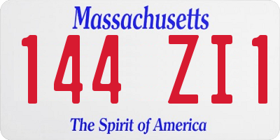 MA license plate 144ZI1