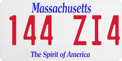 MA license plate 144ZI4