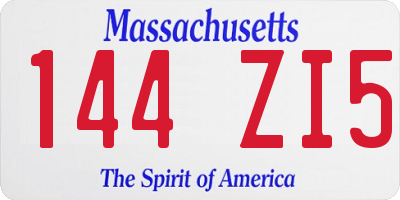 MA license plate 144ZI5