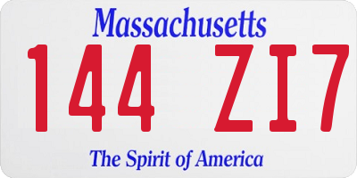 MA license plate 144ZI7