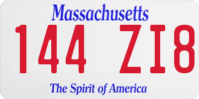 MA license plate 144ZI8