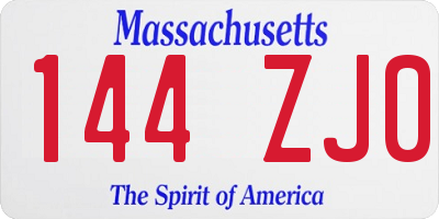 MA license plate 144ZJ0