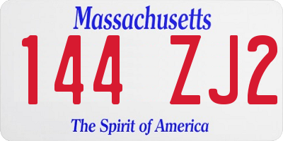 MA license plate 144ZJ2