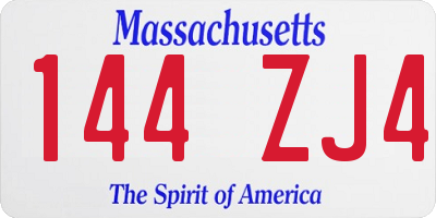 MA license plate 144ZJ4