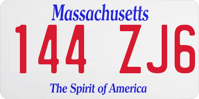 MA license plate 144ZJ6