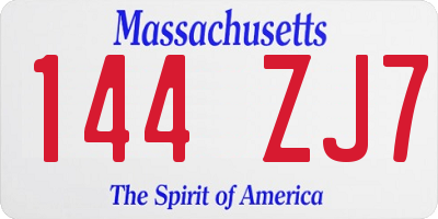 MA license plate 144ZJ7