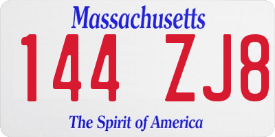 MA license plate 144ZJ8