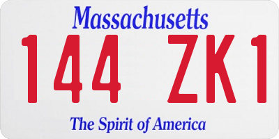 MA license plate 144ZK1