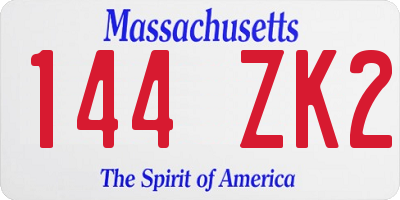 MA license plate 144ZK2