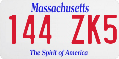 MA license plate 144ZK5