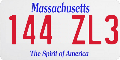 MA license plate 144ZL3
