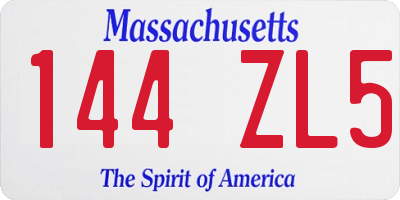 MA license plate 144ZL5