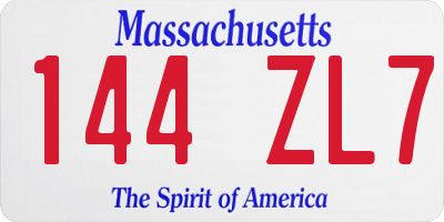MA license plate 144ZL7